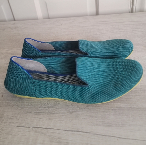 Rothys teal flats almond toe jade retired - Picture 2 of 6